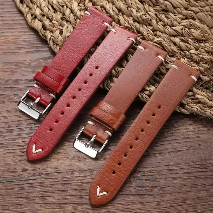 Bracelet Montre Cuir Rouge à Dégagement Rapide Modèle