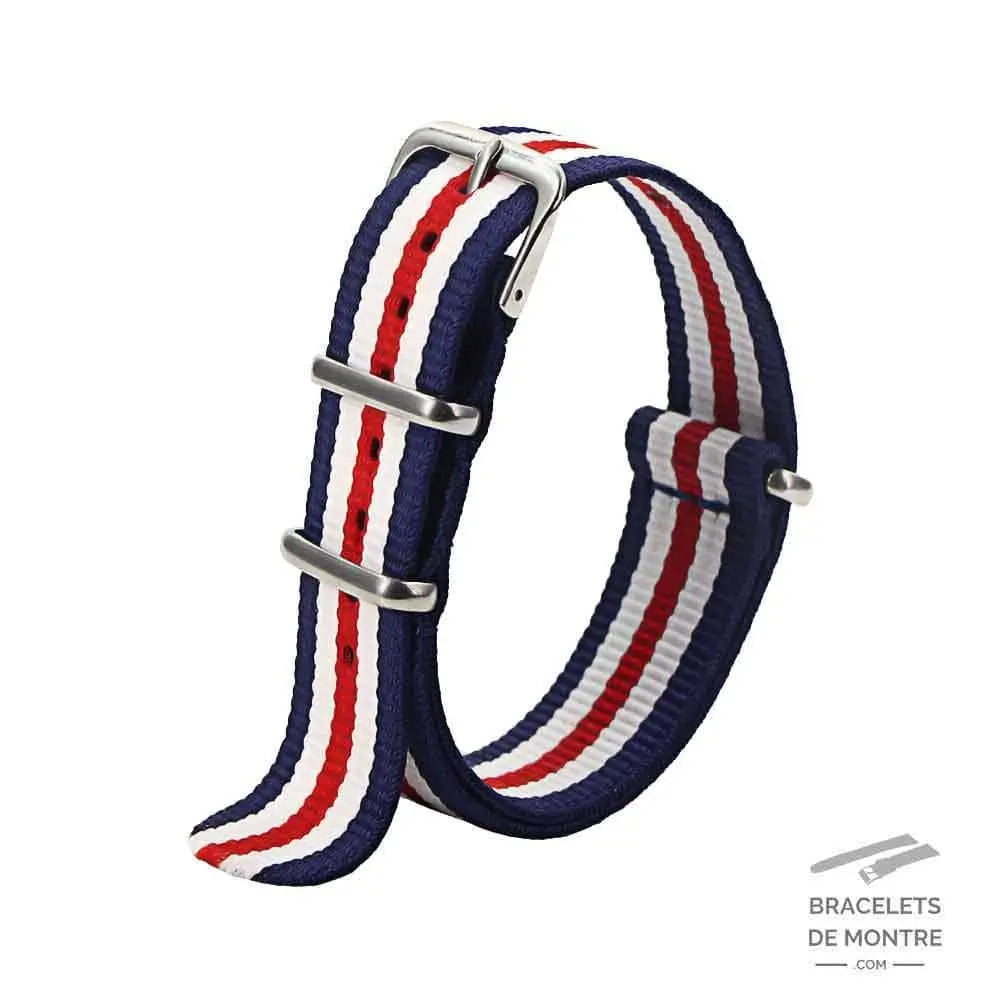 Bracelet Montre NATO Bleu Blanc Rouge