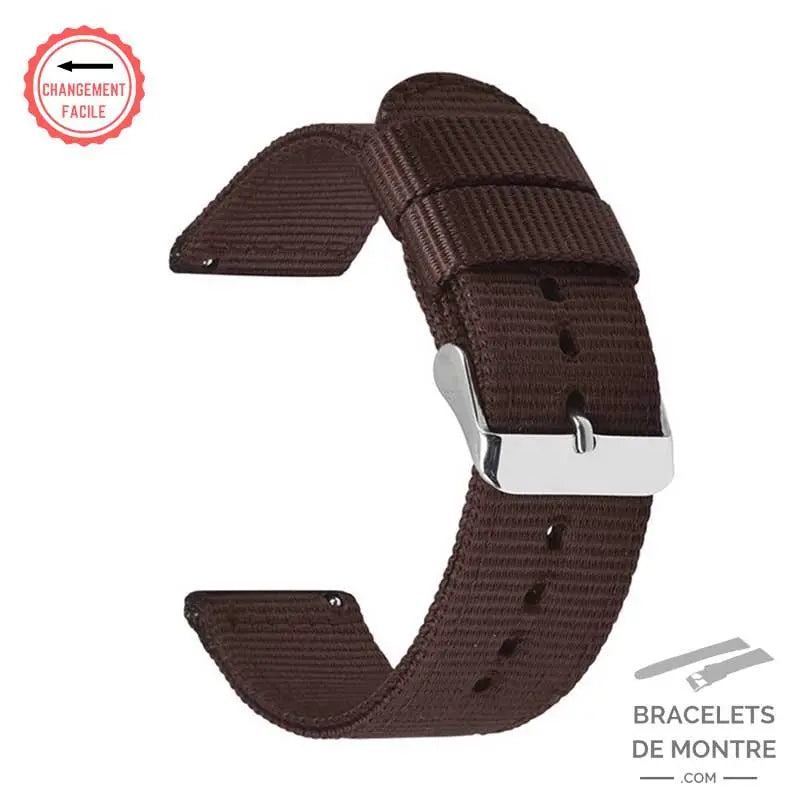 Bracelet Montre Nato Marron à Dégagement Rapide