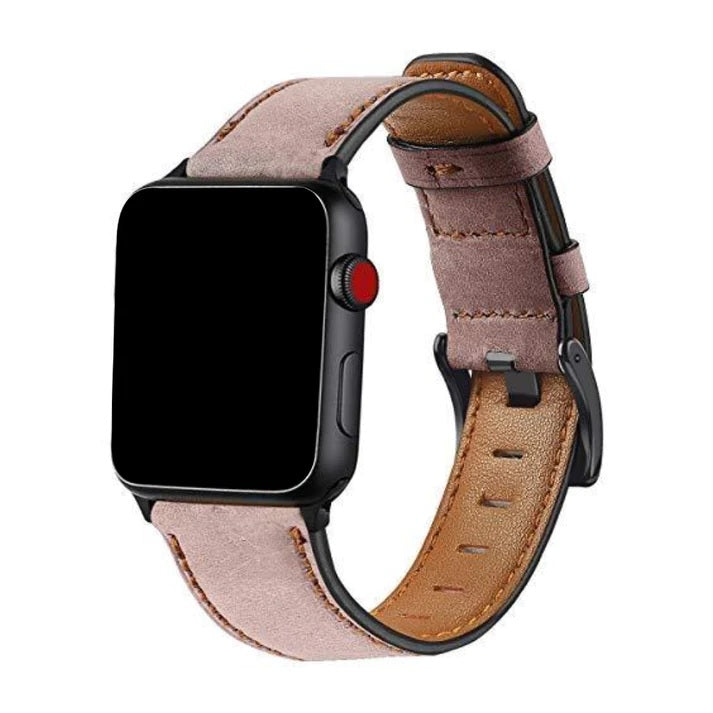 Bracelet Apple Watch Cuir Vieilli Rose