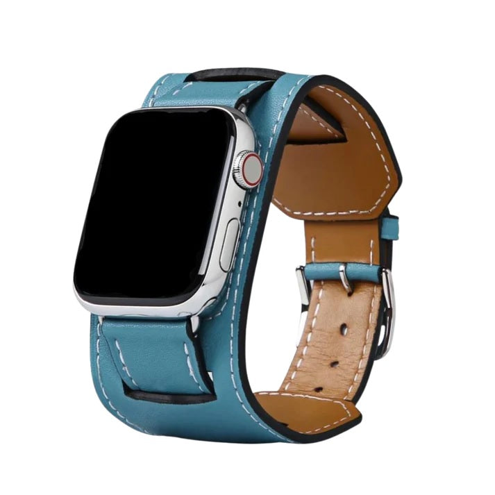 Manchon - Bracelet Apple Watch Cuir Bleu