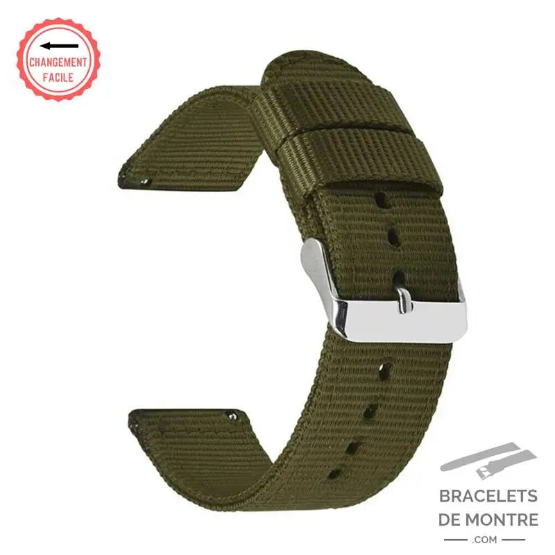 Bracelet NATO Kaki à Dégagement Rapide –