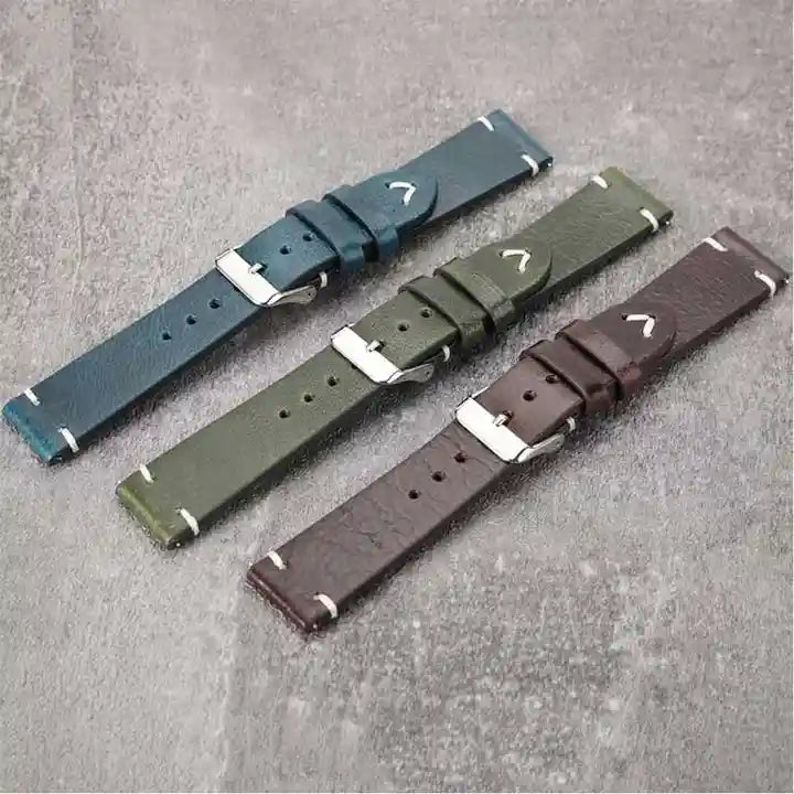Montre Homme Bracelet Cuir Vert à Dégagement Rapide Modèle