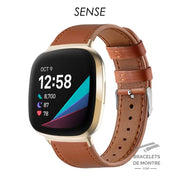 Bracelet Fitbit Sense en Cuir Marron