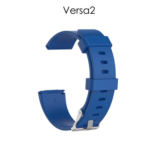 Bracelet Silicone Hama Pour Fitbit Versa 2/Lite - Bleu - Fermoir Acier Inox - Longueur Réglable - Partenaire Officiel Fitbit - Confort Sport Et Quotidien