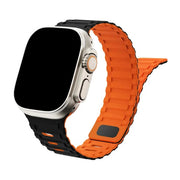 Duro - Bracelet Apple Watch en Silicone Noir et Orange