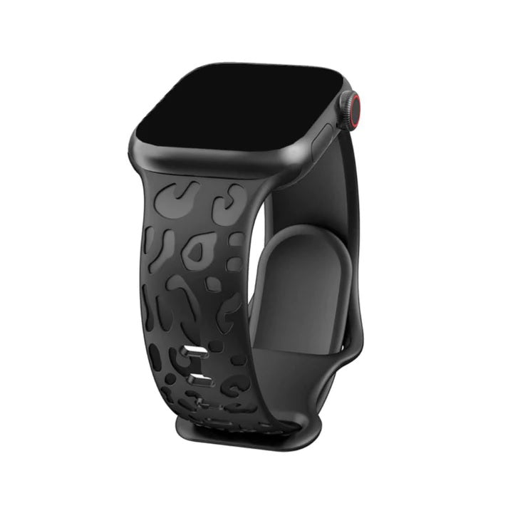 Léopard - Bracelet Apple Watch en Silicone Noir