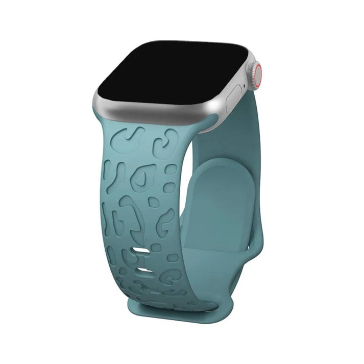 Léopard - Bracelet Apple Watch en Silicone Turquoise