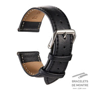 18mm / Noir Lombarde - Bracelet de Montre Classique en Cuir Noir pour Homme