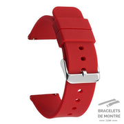 Rouge / 18mm Braga - Bracelet de Montre en silicone Rouge Lisse