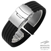 Noir / 18mm Porto - Bracelet de Montre en silicone Noir
